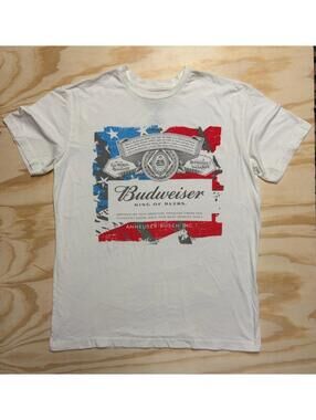 Budweiser King Of Beers Hybrid M White Crewneck Short Sleeve Graphic T Shirt